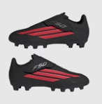 Junior F50 Club Velcro FxG (Core Black/Lucid Red)