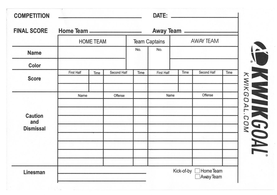 Referee Score Sheet